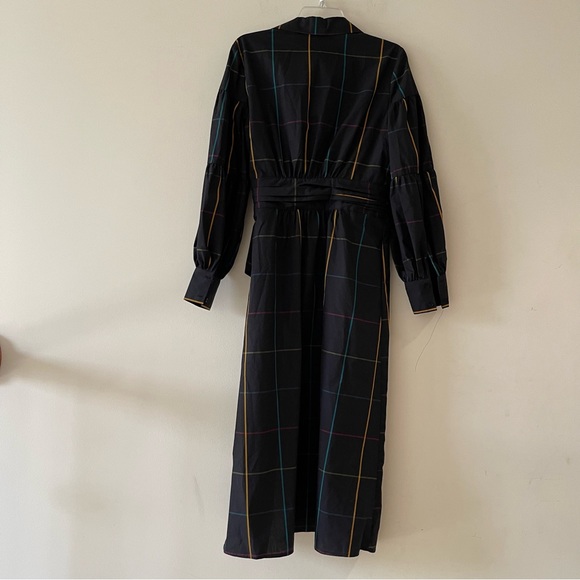 Black and Multicolor Striped Tie-front Maxi Tunic Top - Picture 4 of 4